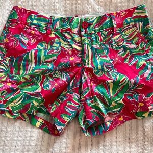 Lilly Pulitzer Tropical Print Shorts - Red and Green